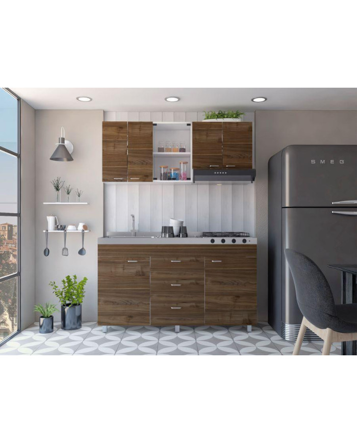 Cocina Integral Laurel, Castaño y Blanco, no incluye mesón