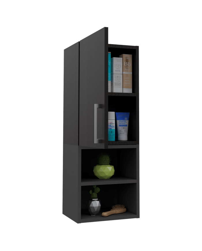 Gabinete de Baño Oporto, Wengue y Plata Oscuro, con Dos Entrepaños