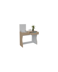 Mueble Tocador Perlak, Beige y Blanco, con Dos Cajones