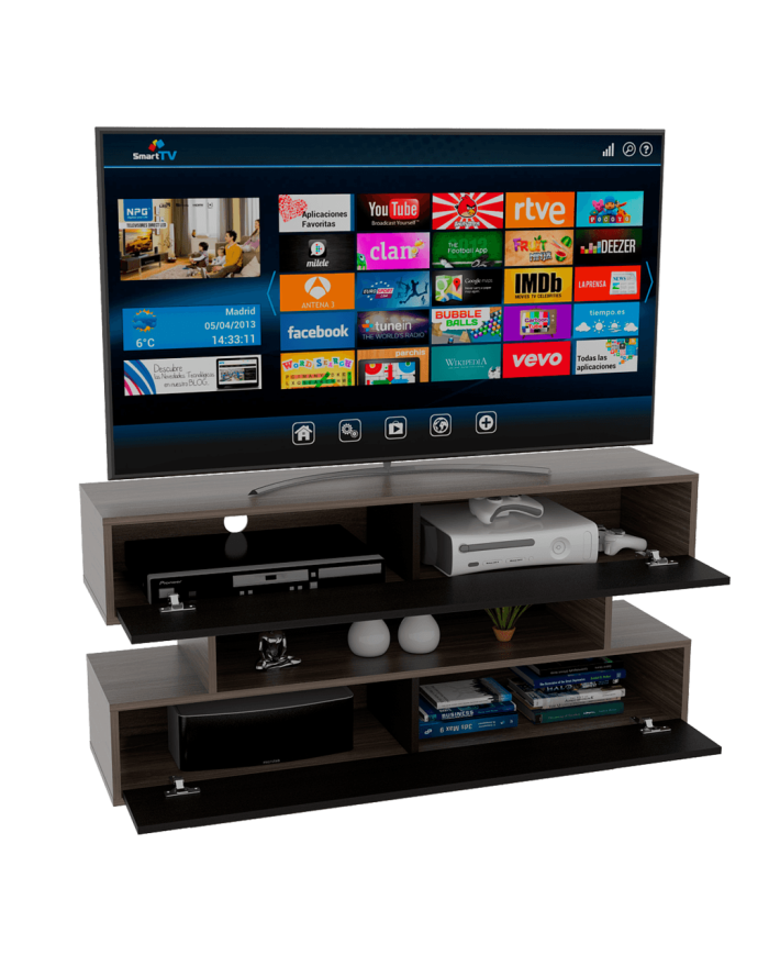 Mesa Para Tv Tonny, Avellana y Wengue, Para Televisor de 5O Pulgadas