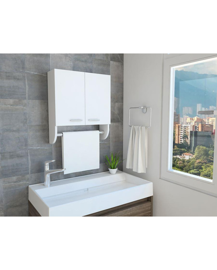 Gabinete de Baño Lupek, Blanco, con Tubo y Manija Metálicas