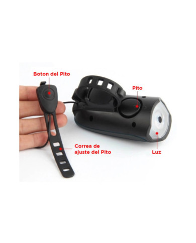 Luz Recargable para Bicicleta con Bocina