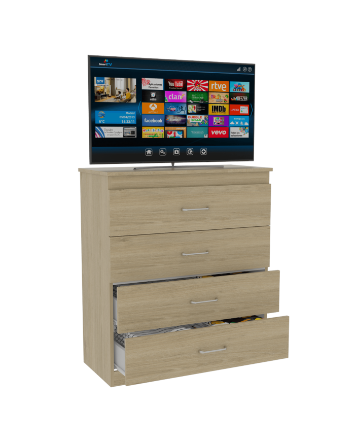 Organizador Marino, Beige y Blanco, con Cuatro Cajones Organizadores y Manijas Metálicas