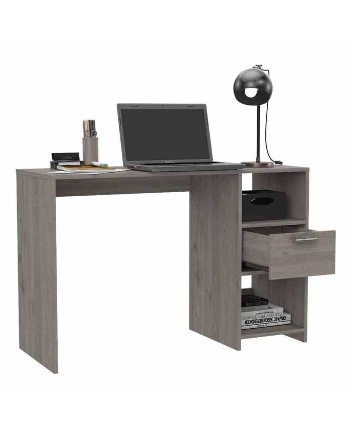 Escritorio Malasia, Humo, con Un Cajón Archivador y Dos Entrepaños