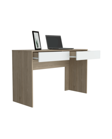 Escritorio Mantis, Beige y Blanco, con Dos Cajones Organizadores