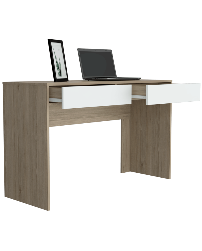 Escritorio Mantis, Beige y Blanco, con Dos Cajones Organizadores