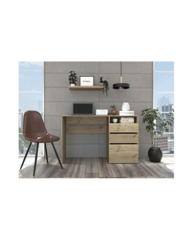 Escritorio Venus, Café Claro, con Dos Cajones Multiusos y Un Cajón Archivador Adicional