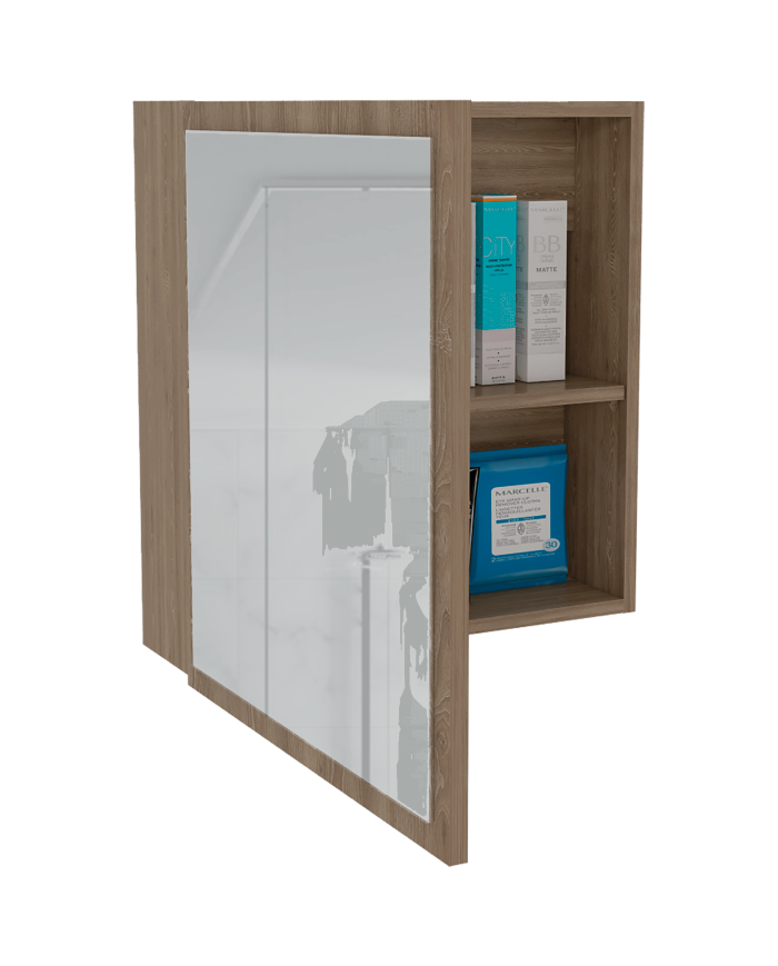 Gabinete de Baño Luma, Miel, con Puerta Espejo y Dos Entrepaños Para Ubicar Múltiples Objetos