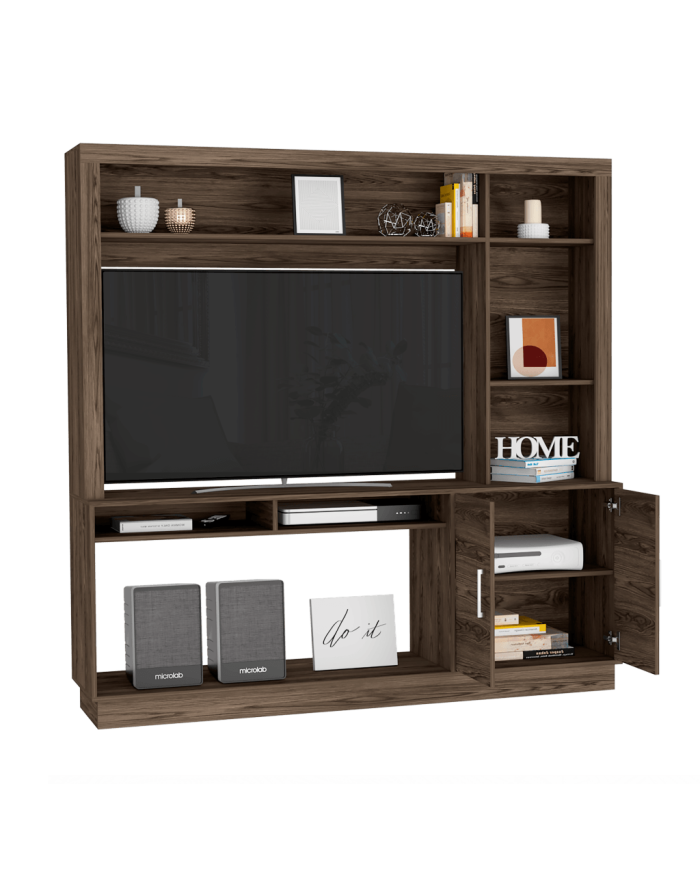 Mesa de Tv Romeo, Chocolate, con Espacio Para Televisor de 55 Pulgadas