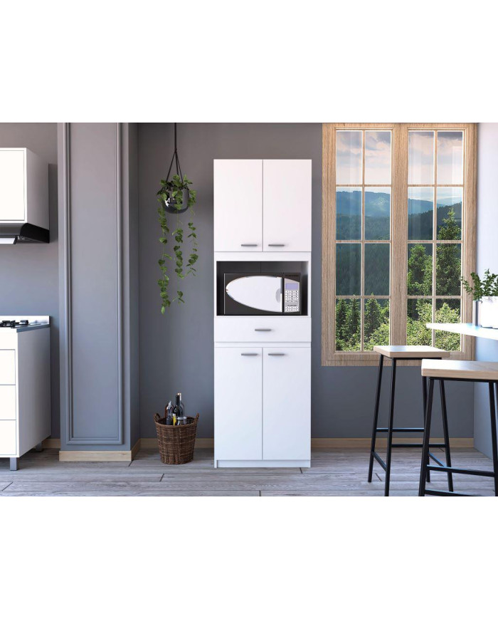 Módulo Microondas Ankara, Blanco, con Cuatro Puertas Abatibles y Amplio Espacio Para Almacenamiento