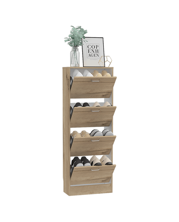 Zapatero Kaise, Café Claro y Blanco, con Cuatro Estantes