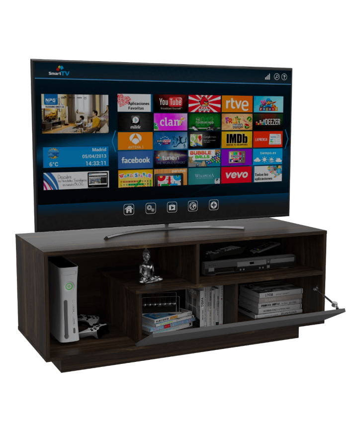 Mesa Para Tv Orisha, Caoba y Plata Oscuro, Para Televisor de 55 Pulgadas