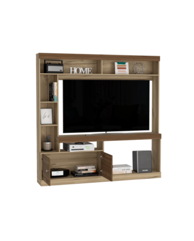 Mesa Para Tv Roy, Café Claro y Castaño, con Espacio Para Televisor de 55 Pulgadas Cop