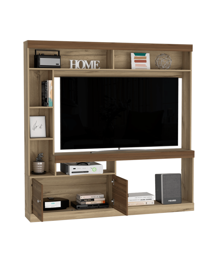 Mesa Para Tv Roy, Café Claro y Castaño, con Espacio Para Televisor de 55 Pulgadas Cop