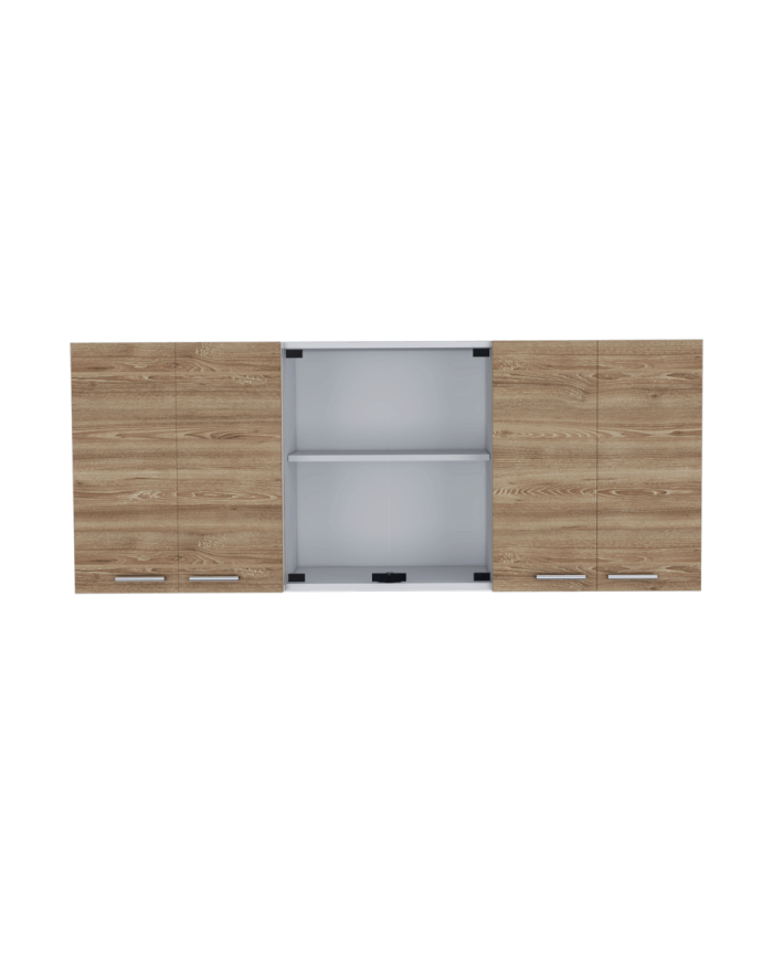 Gabinete Superior Vega, Miel y Blanco, , Incluye Entrepaño Móvil Central y Dos Puertas de Vidrio