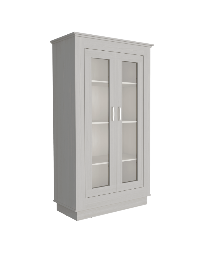 Vitrina Auxiliar Nereida, Blanco, con Dos Puertas Abatibles y Múltiples Entrepaños