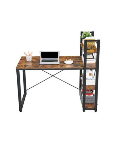 Escritorio Desky, Café Claro Rústico y Wengue, con Tres Entrepaños