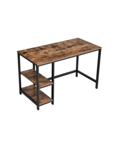 Escritorio Desky, Café Claro Rústico y Negro, con Dos Entrepaños