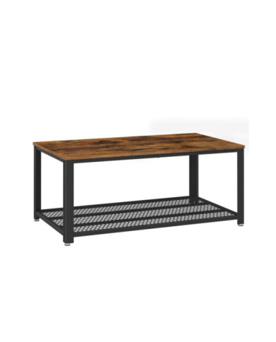 Mesa de Centro Desty, Café Claro Rústico y Negro, con Un Entrepaño