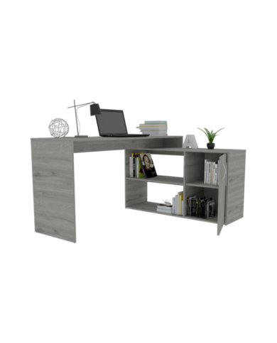 Escritorio En L Moscú, Humo, con Multiples Entrepaños