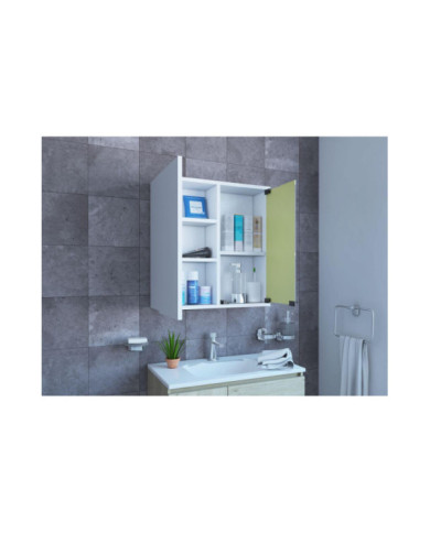 Gabinete de Baño Deneb, Blanco, Incluye Puerta Espejo y Múltiple Superficies