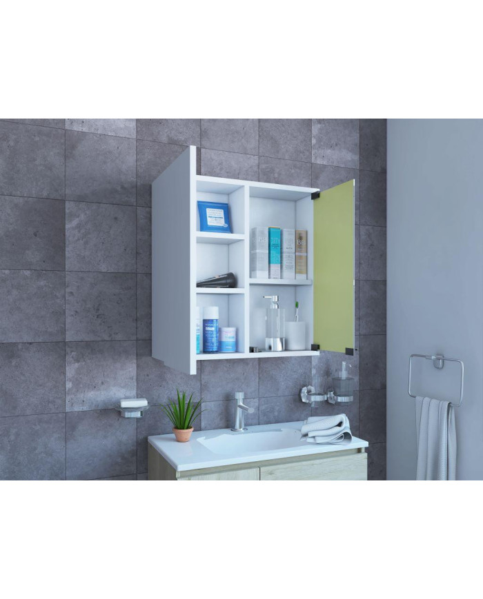 Gabinete de Baño Deneb, Blanco, Incluye Puerta Espejo y Múltiple Superficies