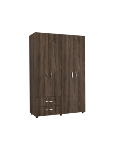 Closet Arkola, Chocolate y Blanco, con Dos Cajones Organizadores y Cuatro Puertas Abatibles