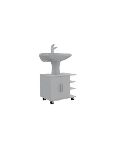 Mueble Lavamanos Elemental, Blanco, con Rodachines Para Su Fácil Desplazamiento