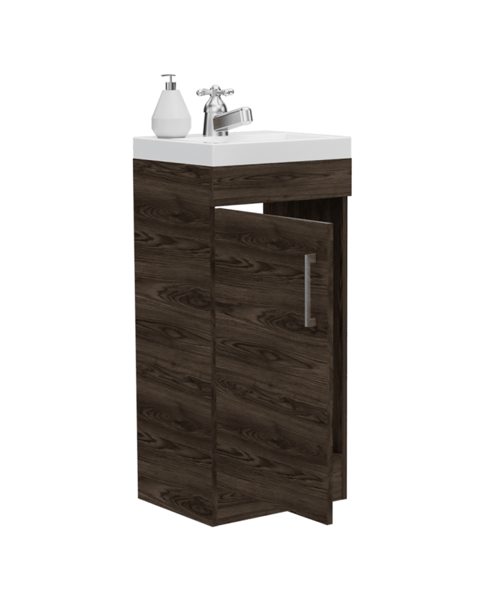 Mueble Lavamanos Oporto, Chocolate, con Una Puerta Abatible