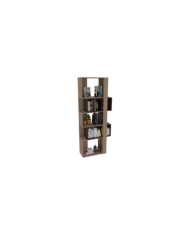 Biblioteca Mánchester, Miel y Caoba, con Dos Módulos Flotantes y Tres Entrepaños