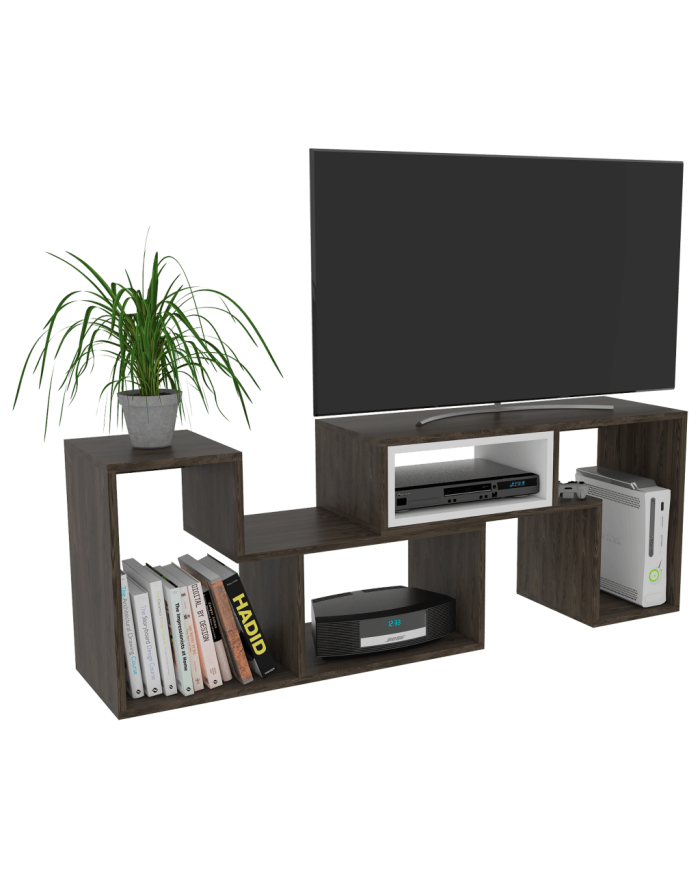 Mesa Para Tv Ascher, Chocolate y Blanco, con Espacio Para Televisor de Hasta 40 Pulgadas