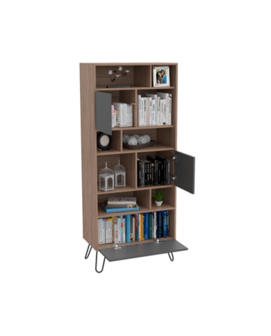 Biblioteca Lara, Miel y Plata Oscuro, con Tres Puertas con Apertura Push