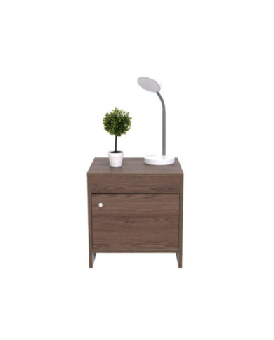 Mesa de Noche Tutto, Chocolate y Blanco, con Un Cajón Amplio Ideal Para Espacios Pequeños