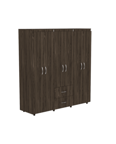 Closet Bariloche Bombay, Chocolate y Blanco, Variedad de Entrepaños y Seis Puertas Abatibles