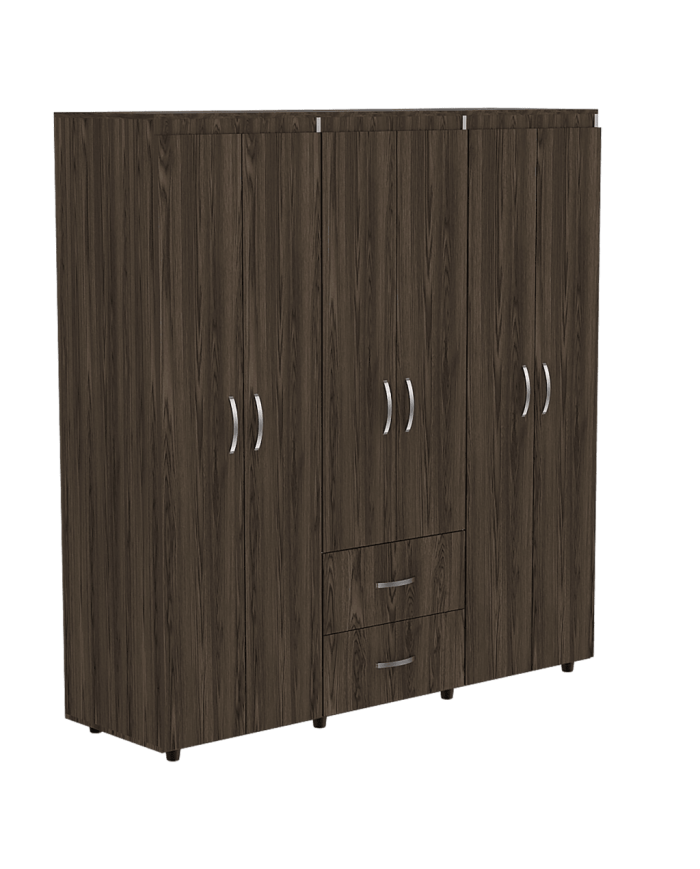 Closet Bariloche Bombay, Chocolate y Blanco, Variedad de Entrepaños y Seis Puertas Abatibles