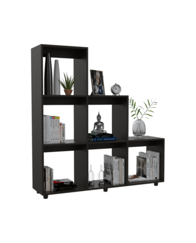 Biblioteca Zamur, Wengue, con Variedad de Espacios Para Libros y Artículos Decorativos