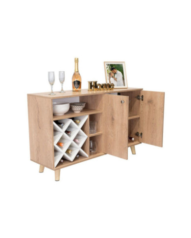 Bar Nantes, Macadamia y Blanco, con Espacio Para Botellas y Porta Copas