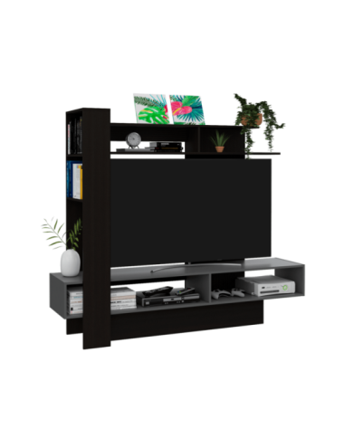 Mesa Para Tv Vegas, Wengue y Plata Oscuro, con Espacio Para Televisor de Hasta 55 Pulgadas