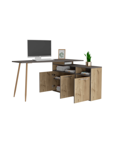 Escritorio  En L Singapur, Café Claro y Cocoa, con Tres Puertas Batientes