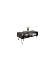 Mesa de Centro Lara, Caoba y Blanco, con Amplio Espacio y Patas de Acero