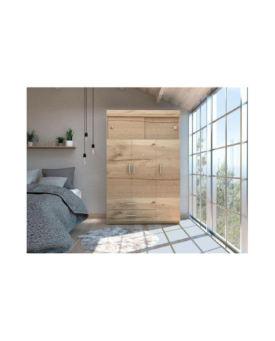 Closet Alma, Café Claro y Blanco, con Dos Cajones y Dos Puertas Corredizas