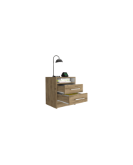 Mesa de Noche Douglas, Macadamia y Blanco, con Un Entrepaño Superior y Dos Cajones Organizadores