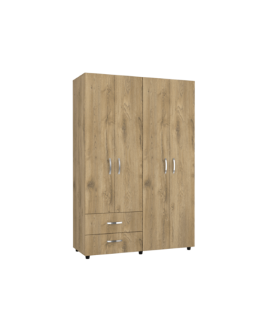 Closet Arkola, Macadamia y Blanco, con Dos Cajones Organizadores y Cuatro Puertas Abatibles