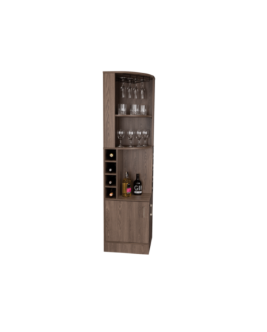 Bar Esquinero Celeste, Chocolate, con Dos Puertas y Espacio Porta Copas ZF