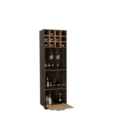 Bar Esquinero Marsel, Caoba y Miel, con Una Puerta Abatible y Espacio Porta Copas Hc