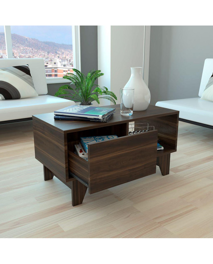 Mesa de Centro Atriz, Caoba, con Un Cajón Multiusos