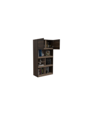 Biblioteca Taira, Caoba y Miel, con Dos Puertas Batientes y Variedad de Entrepaños