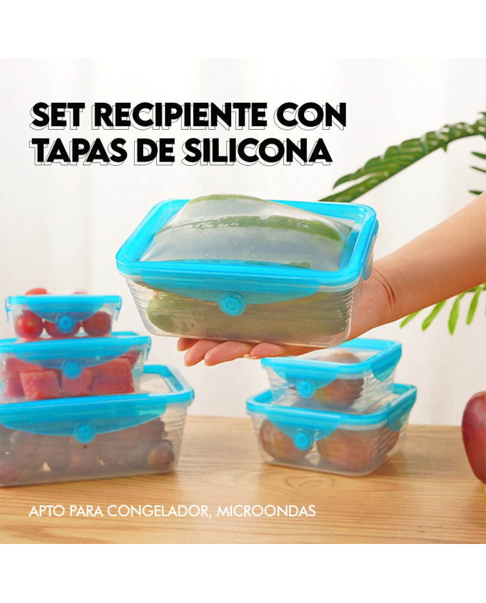 Set Recicpientes con Tapa en Silicona