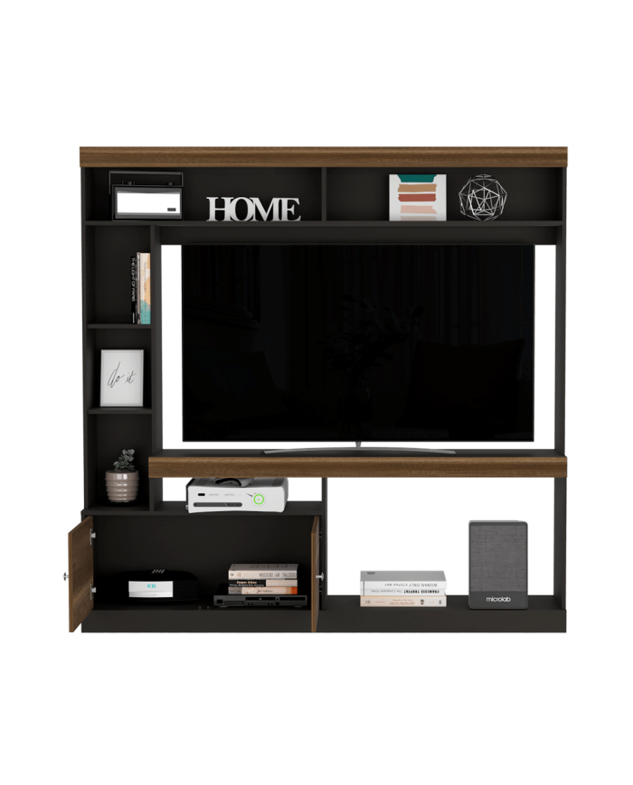 Mesa Para Tv Clasic, Wengue y Cobre, Para Televisor de 55 Pulgadas