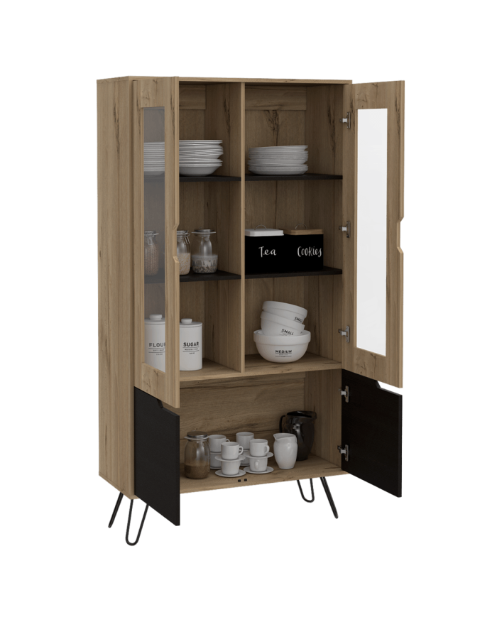 Alacena Cleo, Café Claro y Wengue, con Gran Capacidad de Almacenamiento